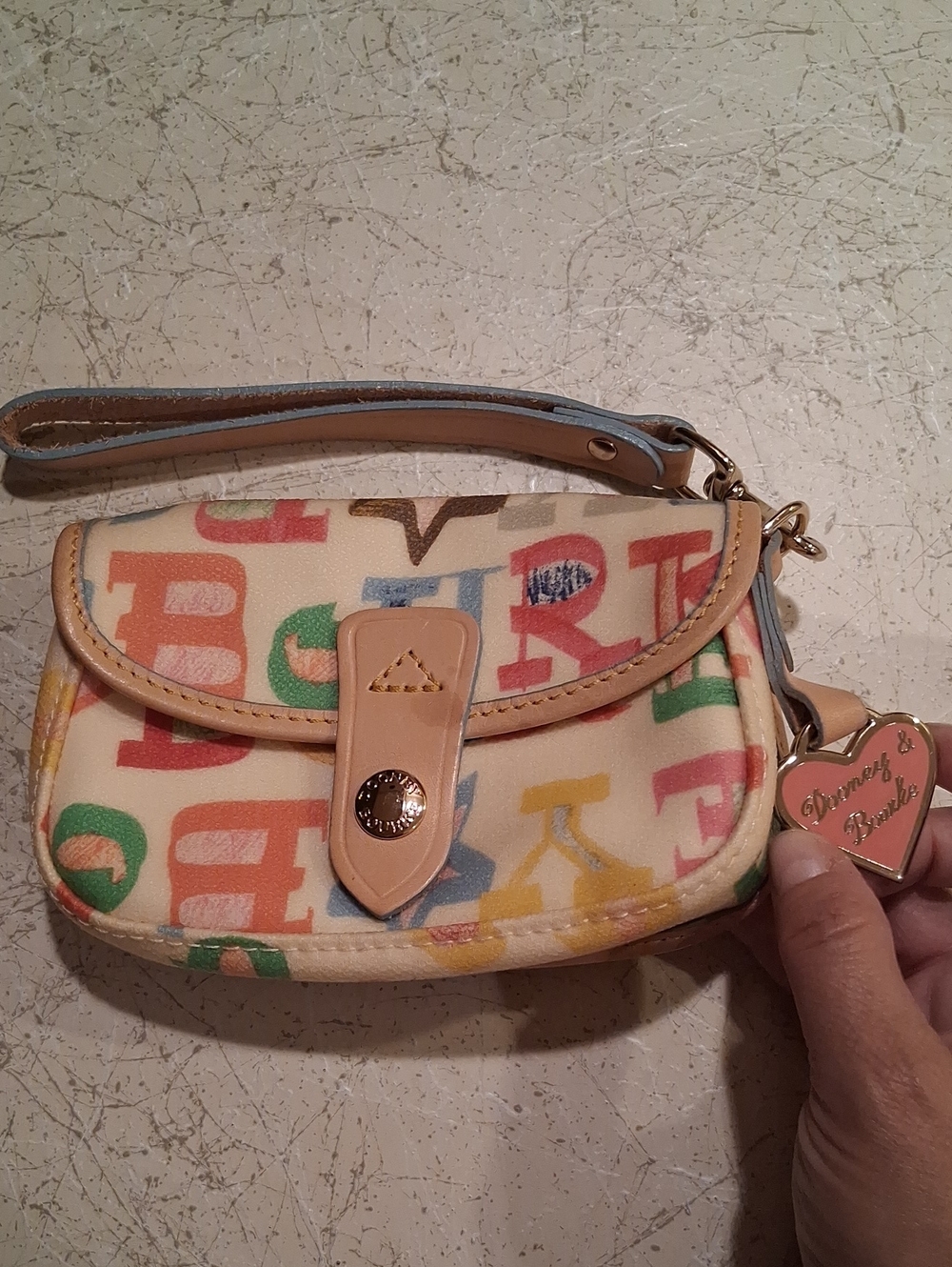 Dooney & Bourke Y2K Cream Multicolor Logo Wristlet